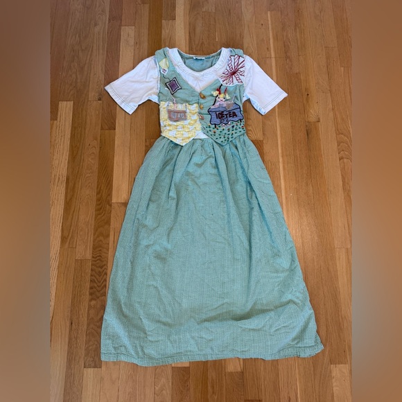 VTG 90s Country Wear Iced Tea Novelty Appliqué Dress Gingham 3D Buttons Size 10 - Picture 2 of 12